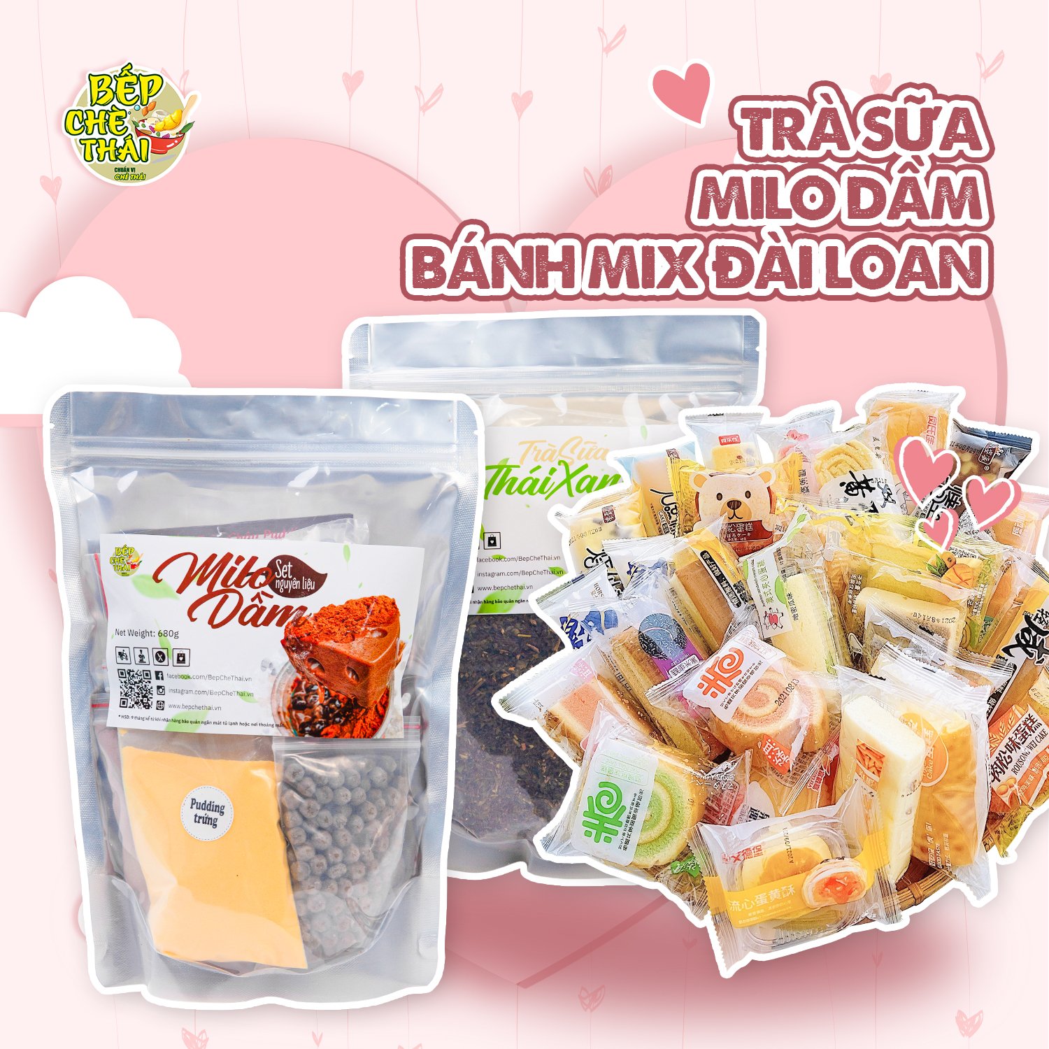 Combo Tiện Lợi : Trà Sữa - Milo Dầm - Bánh Mix Đài Loan